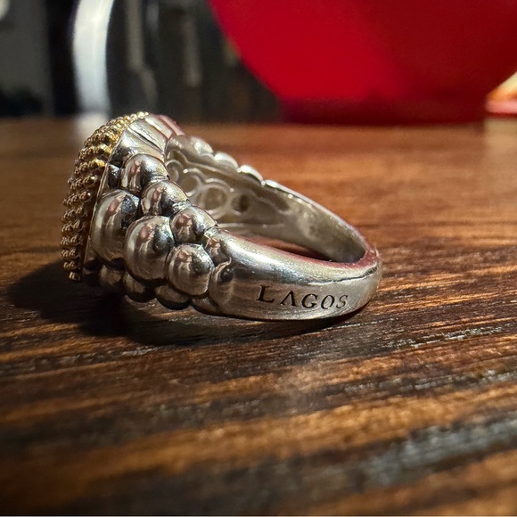 LAGOS Caviar Lux Square Diamond statement ring in Sterling Silver and 18k Gold - Picture 4 of 6